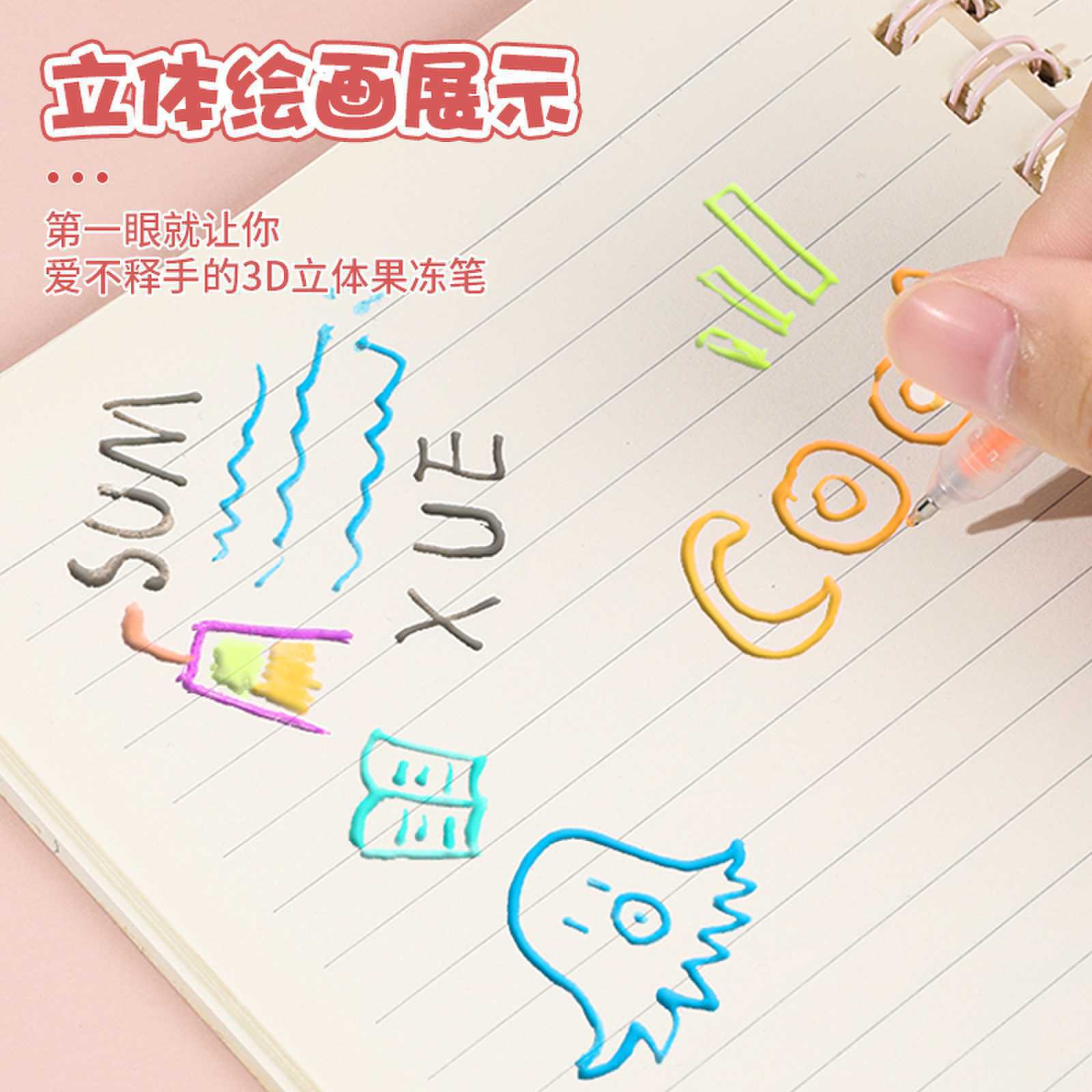 Nuevo color 3D estereoscópio gelatina bolígrafo de color estudiantes bolígrafo de marca de trazos clave bolígrafo de graffiti al por mayor