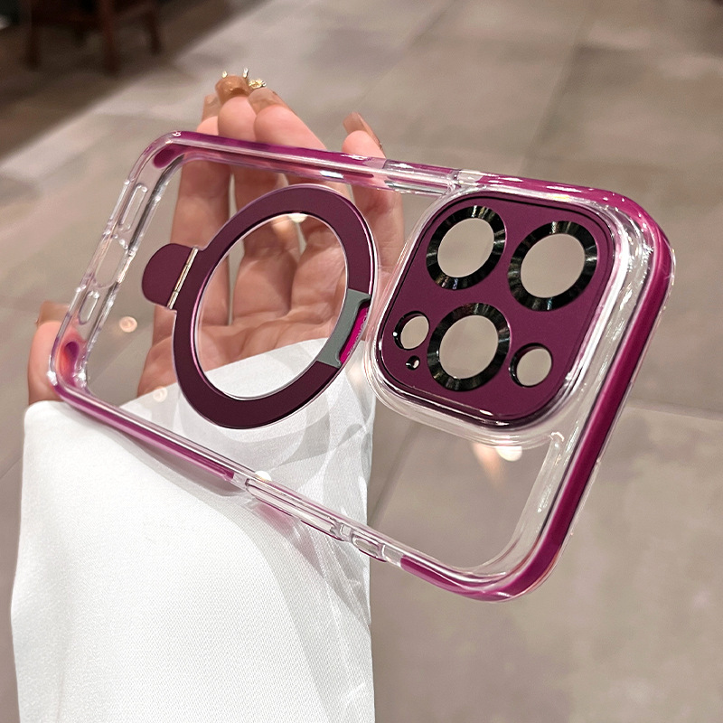 Soporte magnético transparente simple y avanzado para iphone16ProMax Apple 14 funda para teléfono móvil 15 espejo de metal 16