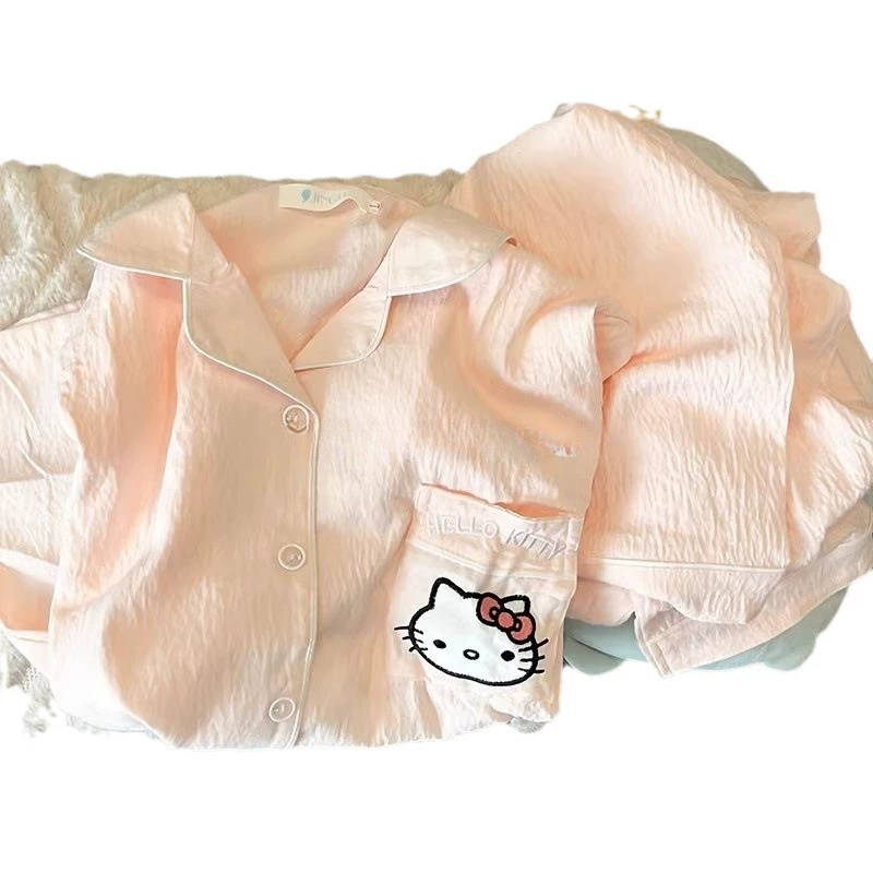 Пижамный комплект с длинным рукавом (Hello Kitty), хлопок, японский стиль, размеры M–XXL