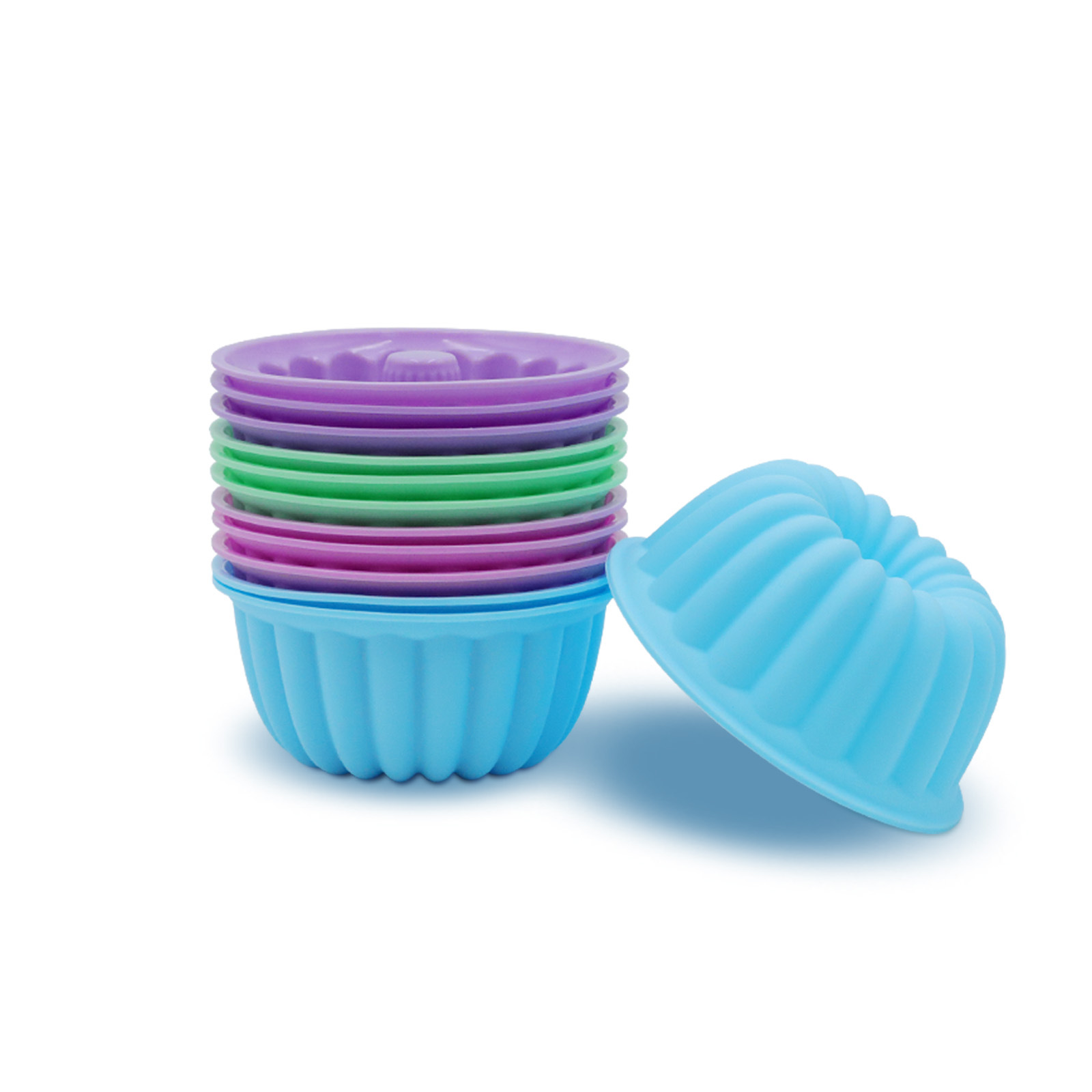 중간 줄무늬 컵 12개: 핑크 퍼플, 핑크 블루, 핑크, 핑크 그린