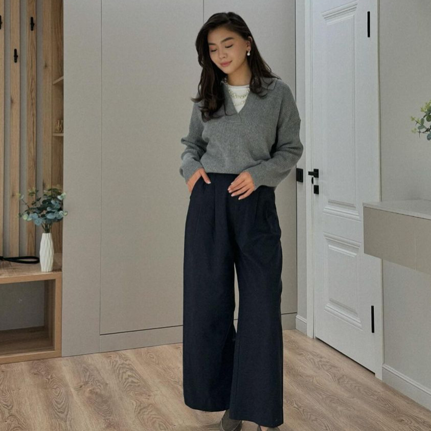 2024 otoño nuevo Europa y América Amazon ropa de mujer transfronteriza de color sólido cuello en V estilo casual suéter de cabeza universal image 1