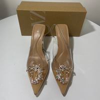 New pointed metal transparent strap PVC decorative temperament shallow mouth fashion high-heeled sandals for women