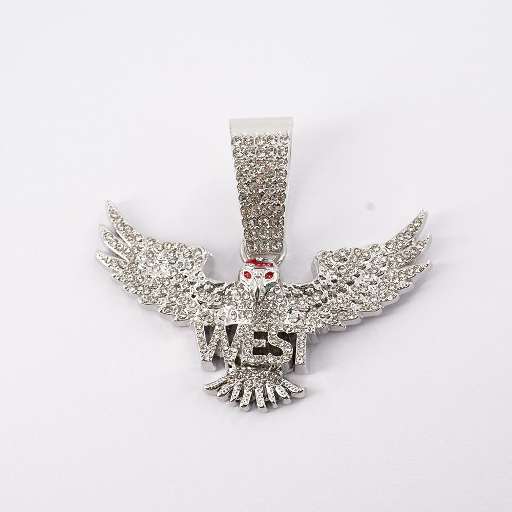 Juego de collar de 5mm de búho volador con diamantes dominantes de hip-hop para hombre, joyería de moda de diamantes completos tridimensionales de aleación