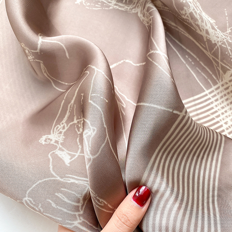 Champagne Color Silk Satin Scarf display picture 7