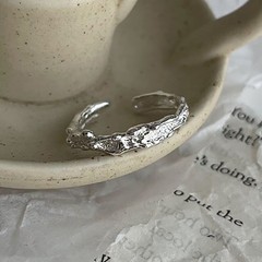 閃亮小方鑽錫紋戒指女輕奢小眾設計高級感簡約時尚百搭開口指環