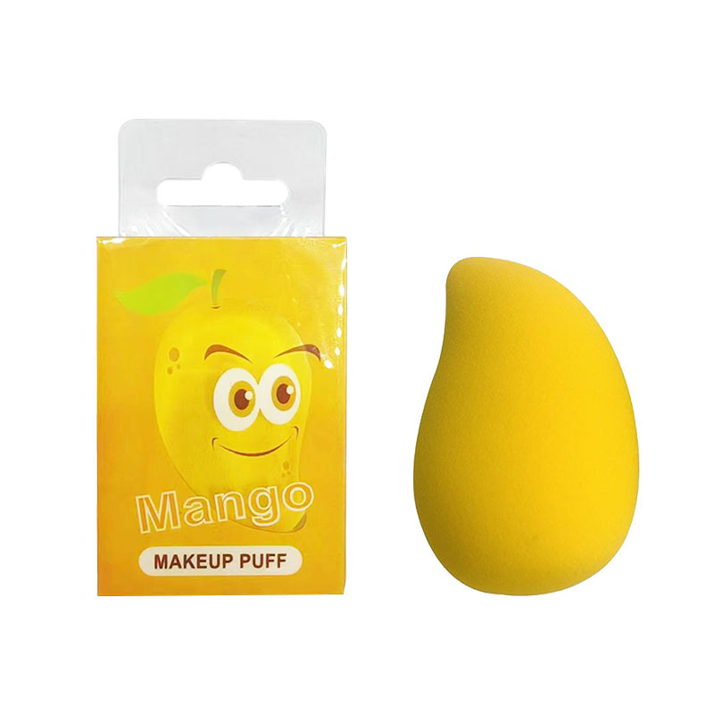 Mango huevo de maquillaje, polvo de fruta, polvo de maquillaje, esponja de maquillaje, pó de maquillaje, ropa seca y húmeda, venta directa de fábrica