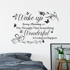 尚易SK043wake up英文蝴蝶牆貼紙可移除客廳背景裝飾廠家批發牆貼