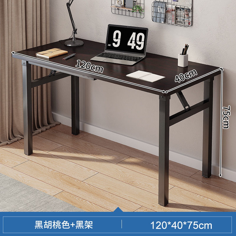 Mesa plegable rectangular, escritorio para computadora, puesto de color nogal, escritorio largo, escritorio de entrenamiento, escritorio simple para el hogar