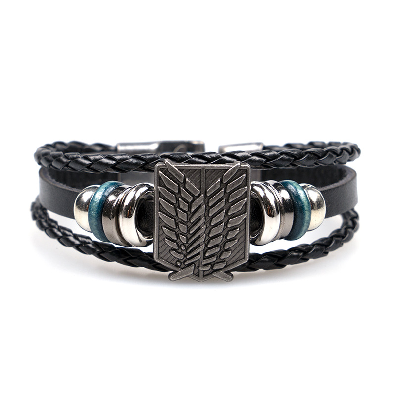 Pu Leather Material Retro Geometric Pu Leather Layered Men's Bracelets Men Cord & Leather Bracelets