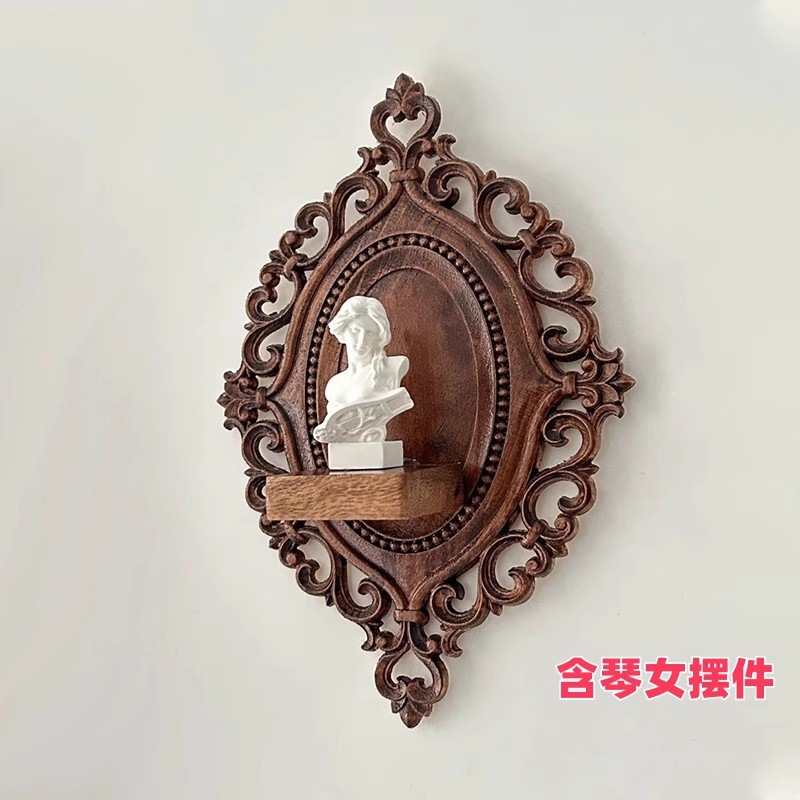 中世スタイルの壁装飾、ハイエンドの立体木製プレート壁ステッカー、花瓶ペンダント、ホームリビングルームの雰囲気の背景壁|undefined