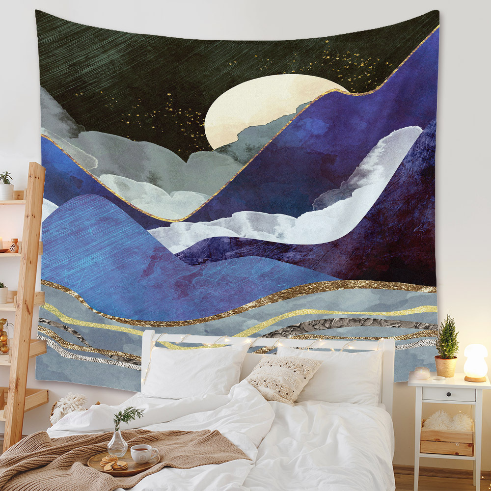 Bohemian Moon Mountain Painting Wall Cloth Decoration Tapestry Wholesale Nihaojewelry display picture 213