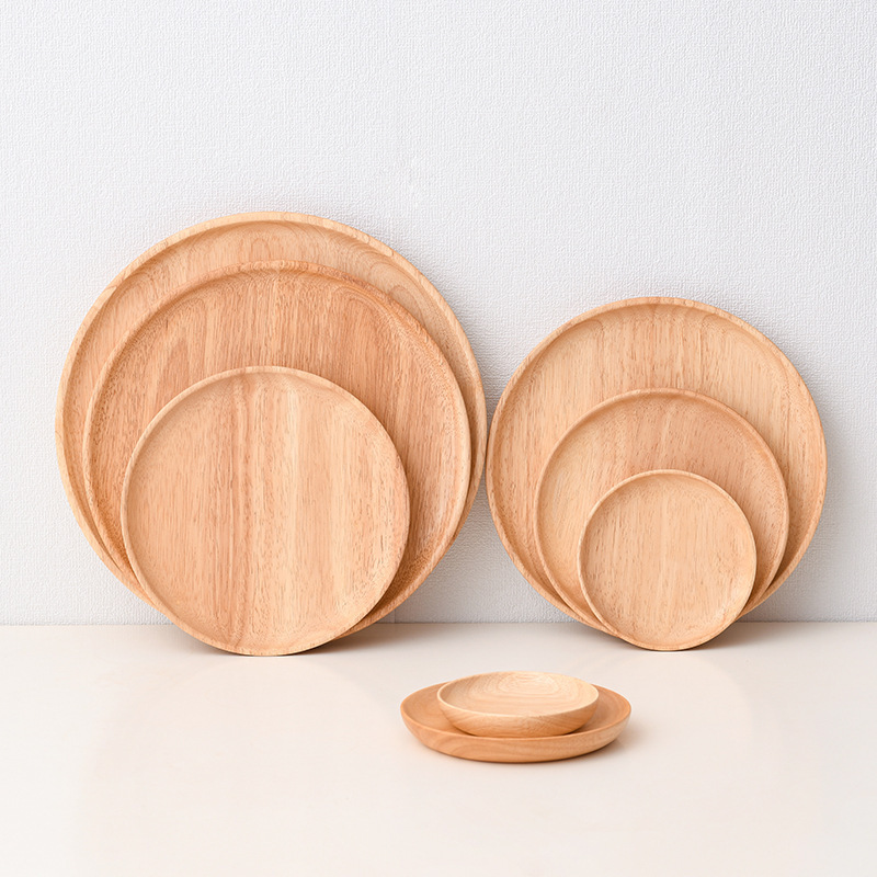 Rubber Wood Round Plate Tableware Solid Wood Plate Fruit Plate Hotel Barbecue Plate Dinner Plate Wooden Tray Home Dining Table Rubber Wood Round Plate Tableware Solid Wood Plate Fruit Plate Hotel Barbecue Plate Dinner Plate Wooden Tray Home Dining Table