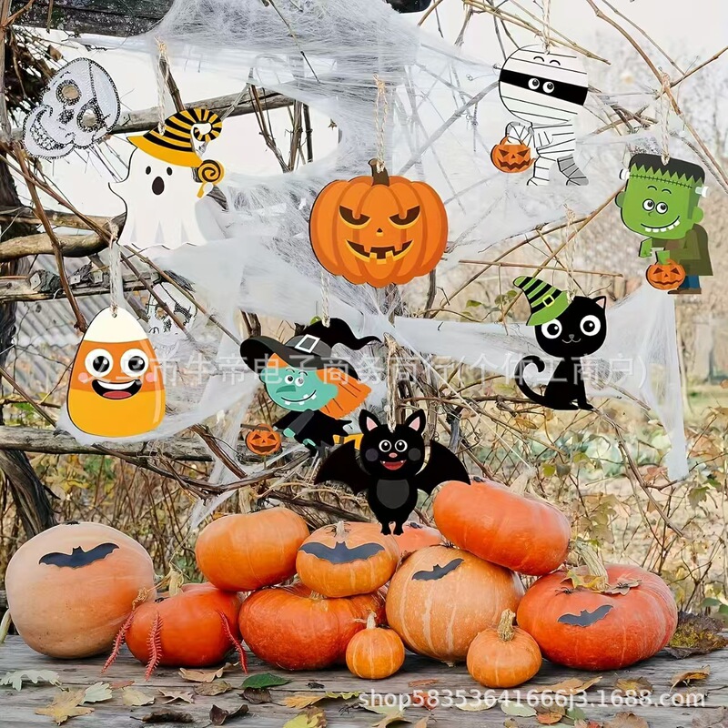 ハロウィンパーティーペンダント装飾ゴーストフェスティバルカボチャコウモリゴースト装飾麻ロープペンダントハロウィン小さなペンダント|undefined