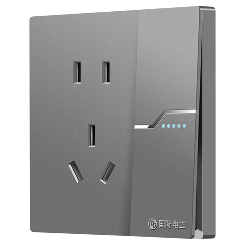 International electrician switch socket large plate frameless gray five-hole panel wall concealed installation factory direct supply wholesale panel