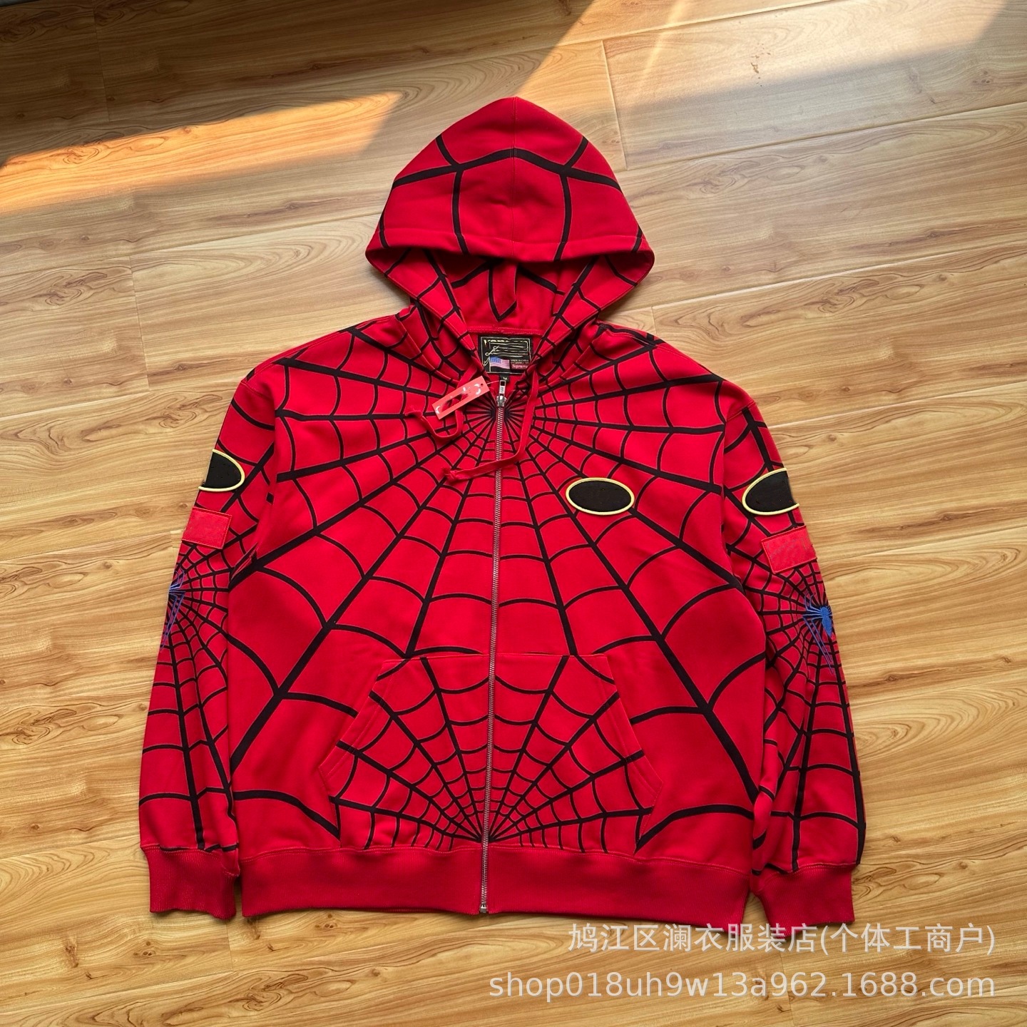 Supreme Vanson Leathers Spider-Man Zip Up Hoodie Red