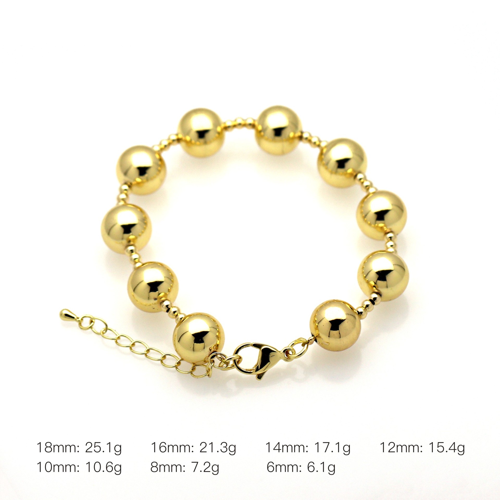 Women's Gender Beaded, Plating Design Copper 18K Gold Plated Beaded Plating Round Bracelets