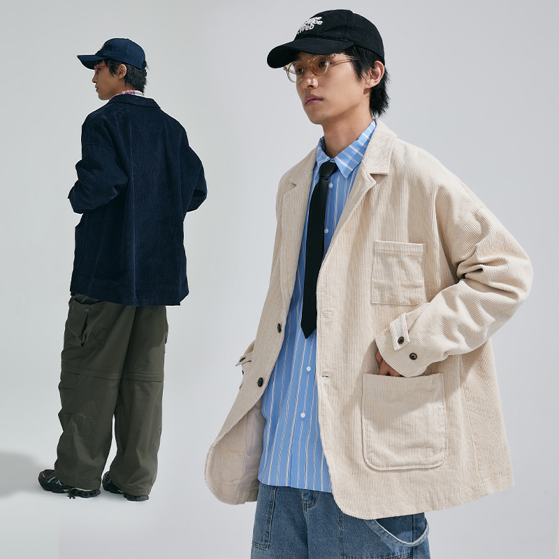 Ru-Meng Japanese Vintage Corduroy Suit Jacket for Men and Women New Spring and Autumn BF Loose Casual Trendy Brand Jacket Top