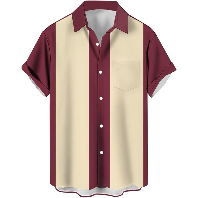 2026 Summer New Men's Color-Block Short-Sleeve Shirt, Fashionable Casual Turn-Down Collar Trendy Men's Top