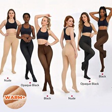 W 71636 Black Translucent Leggings Fleece Lined ��͸����׿�