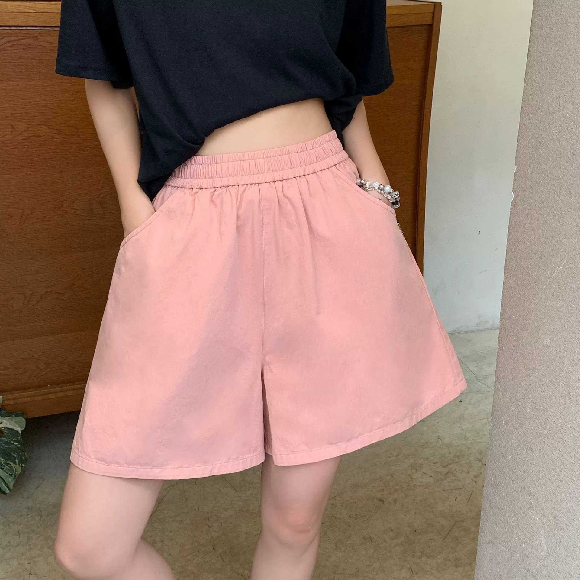 White trousers for leisure, fitted summer thin shorts, plus size, high waist, A-line