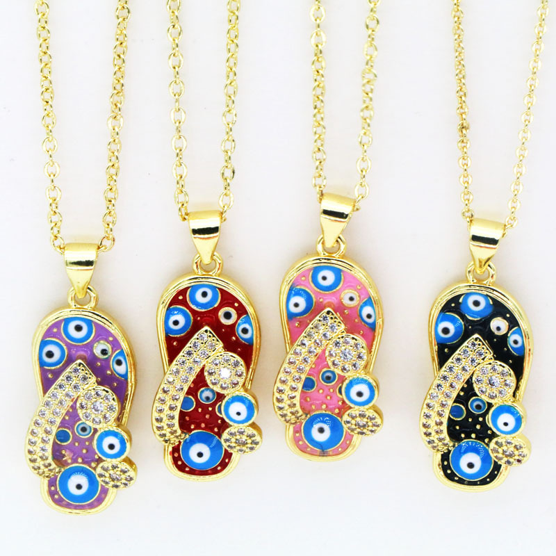 7g Weight 18K Gold Plated Plating Material Copper Pendant Material Zircon Inlay Material Pendant Necklace Classification Copper Chain Material cable chain Chain Type 1 Piece Quantity Holiday, Daily Occasion Copper Material Slippers Pattern Women's Gender Enamel, Inlay Design Casual, Simple Style Style Copper 18K Gold Plated Enamel Inlay Slippers Zircon Pendant Necklace 2