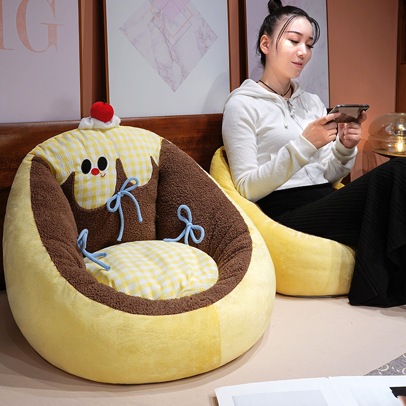 Círculos animados grandes ojos pudín futon cojín dormitorio pequeño sofá en el suelo grueso tatami silla de asiento cojín de piernas
