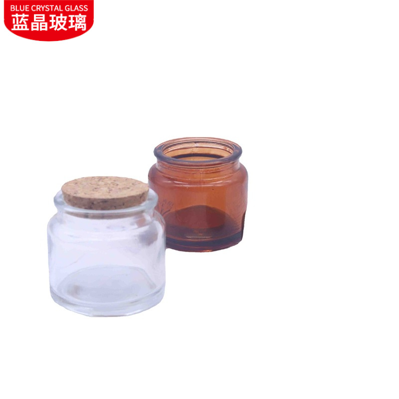 En stock lote de marrón tamaño pequeño vidrio aromaterapia vela taza 100ml200ml hogar candelabro corcho botella de vidrio