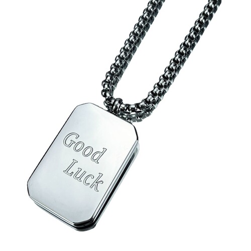 Military brand necklace new ins light luxury niche simple lucky square brand necklace hip-hop trendy male personality versatile pendant