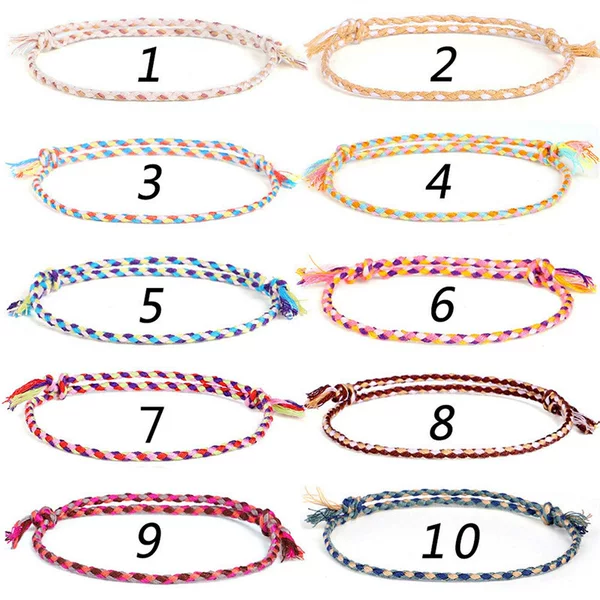 Cross-border jewelry and cultural items: Hand-twisted cotton thread bracelet, Xizang-style cotton cord with copper beads and tassels, adjustable idol bracelet