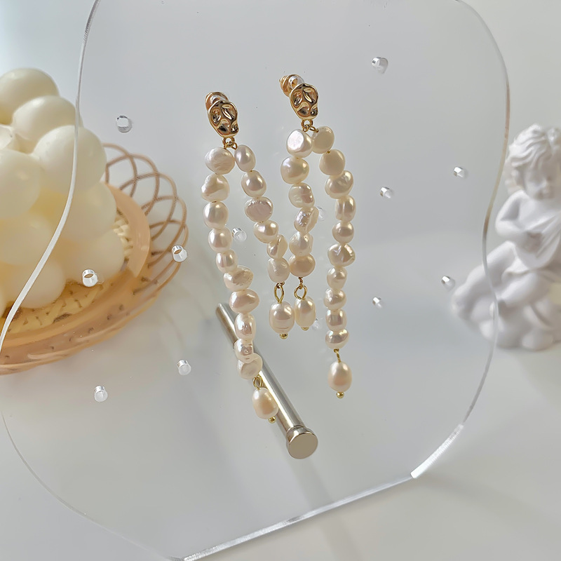 Holiday, Street Occasion Freshwater Pearl, Copper Material 1 Pair Basic Modern Style Geometric Plating Freshwater Pearl Drop Earrings