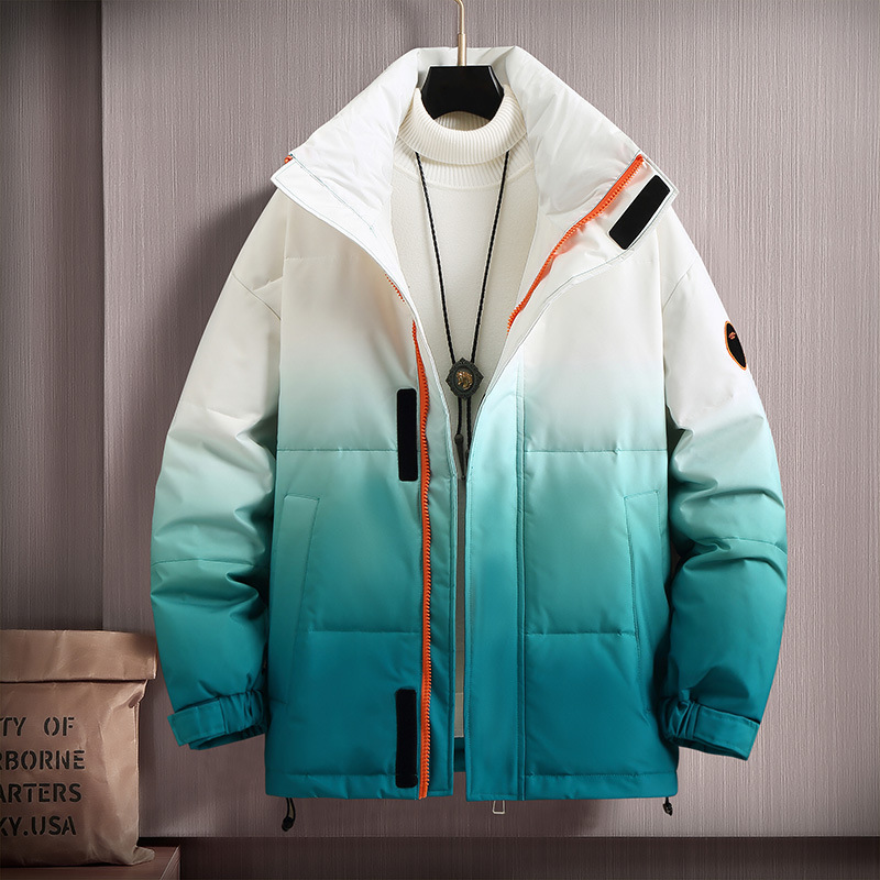 Herrenbekleidung 2024 neue Herrenjacke aus Seide und Baumwolle für Herren, kurz, verdickter Stehkragen, Farbverlauf, Winterjacke, trendiger Jugendstil_voghion.com