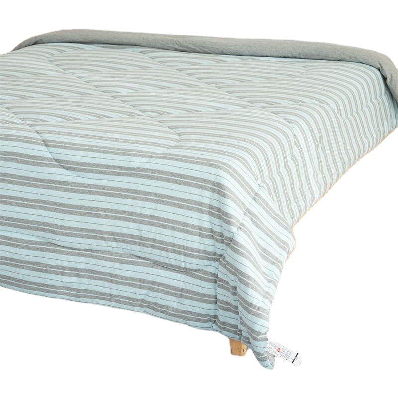 Muji A-Class Maternal and Infant Grade Jersey Cotton Air Conditioning Quilt, Striped Single/Double Person Summer Cooling Quilt, Spring and Autumn Quilt, Thin Knit Style