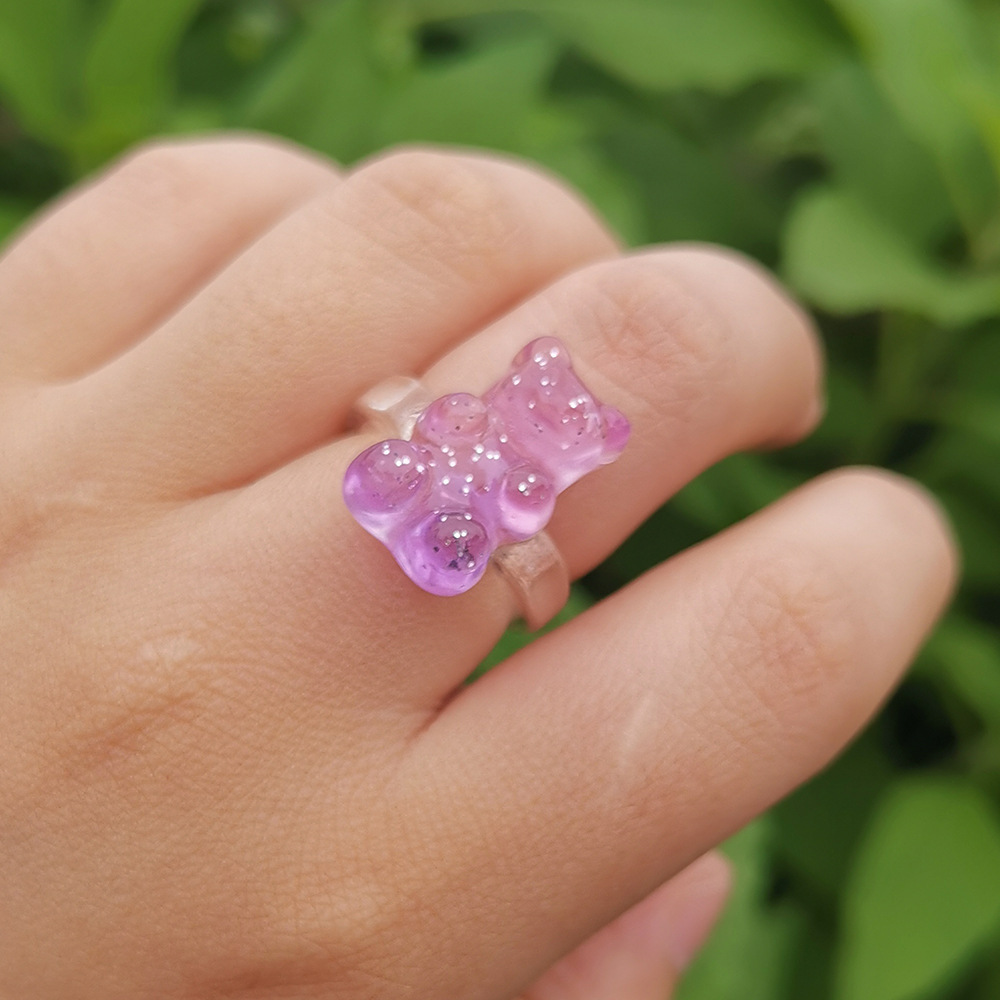 4g Weight Rings Classification 1 Piece Quantity Daily Occasion Acrylic Material Bear Pattern Women's Gender Cute Style Cute Bear Arylic Women's Rings 6