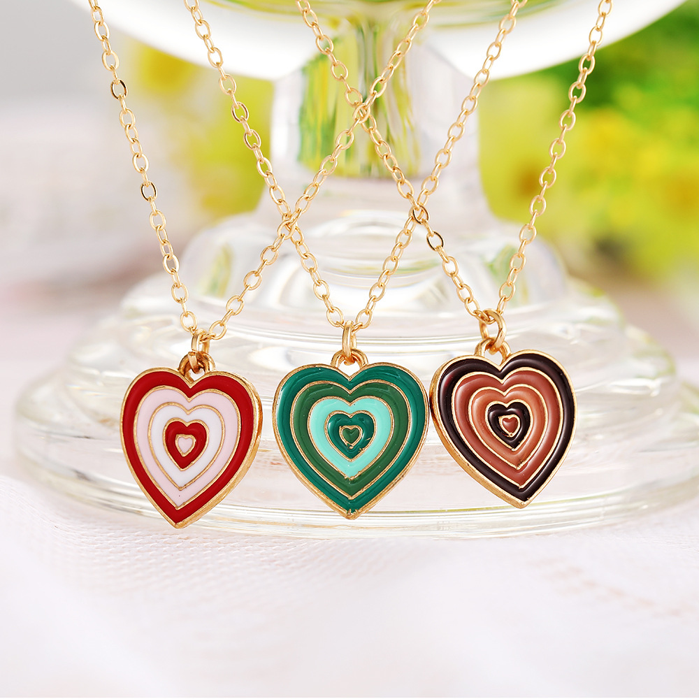 Cross-border New Creative Niche Colorful Jewelry Multi-layer Dripping Heart Necklace display picture 5