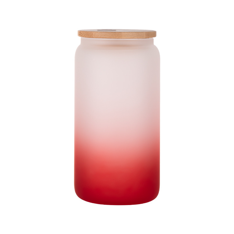 16oz comercio exterior gradiente de color de sublimación de vidrio electrochapado camaleón fluorescente arco iris pintura vidrio taza de agua taza de masón