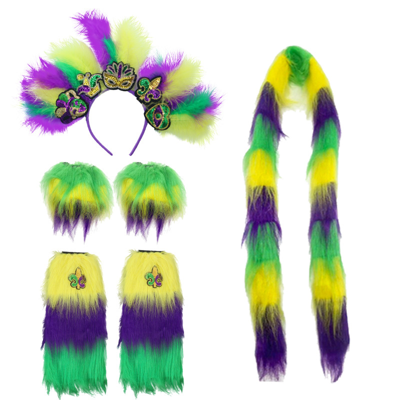 Carnaval transfronterizo oro roxo pluma sequilla máscara media cara maquillaje baile conjunto de espectáculo