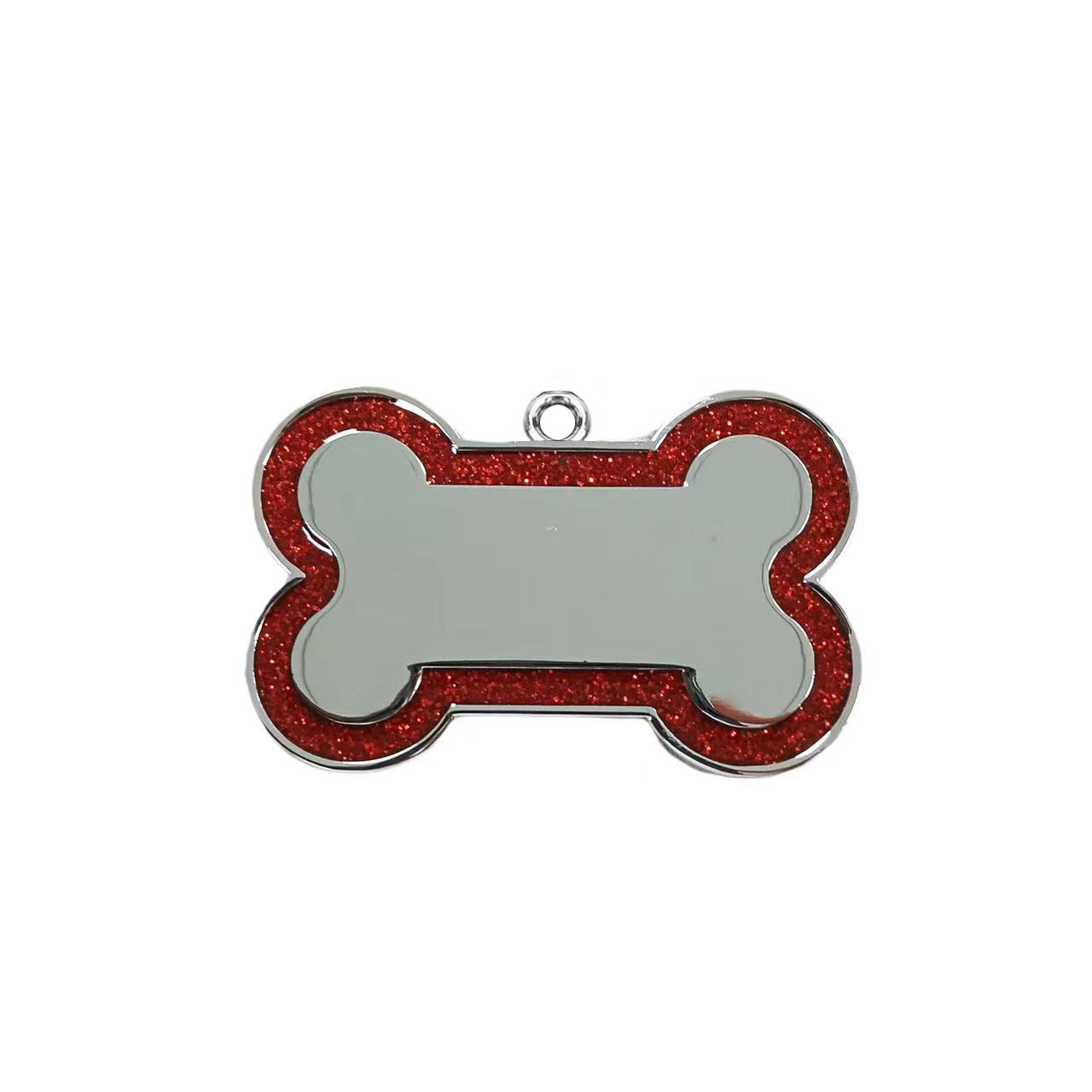 Aleación de zinc perro anti-perdida hueso transfronterizo borde polvo flash pet collar colgante etiqueta colgante grabación láser