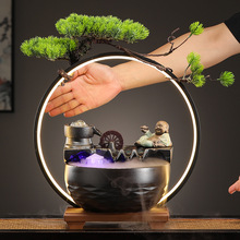 灯圈流水摆件开业乔迁办公室创意景观摆件礼物循环水鱼缸流水摆件