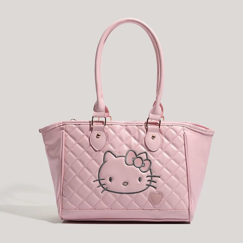 Сумка ручная через плечо (Sanrio) Hello Kitty, ромбовидная стёганая, розовая, 30×11×22 см