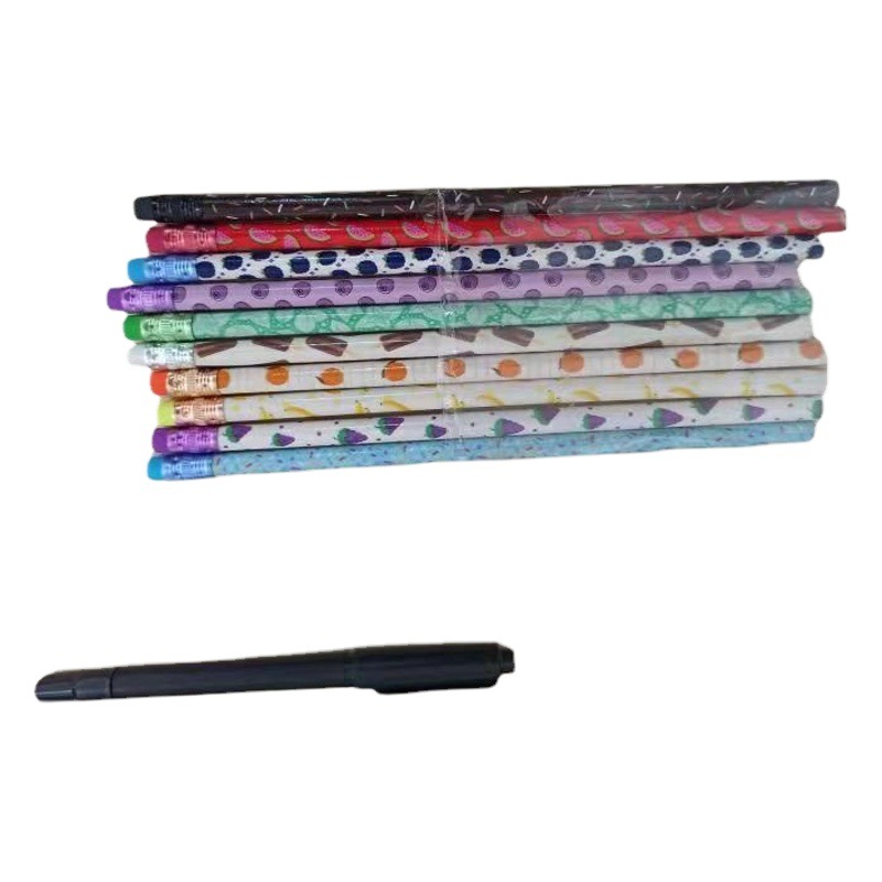 Lápiz de escritura popular de comercio electrónico de carretera Lápiz de letras de sabor de alimentos con borrador