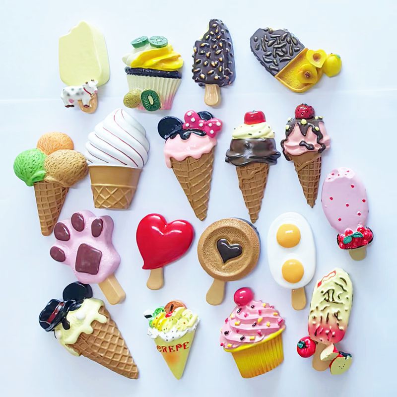 3D resin refrigerator stickers Creative ice cream cone ice cream resin refrigerator stickers gift magnetic stickers decorative message stickers