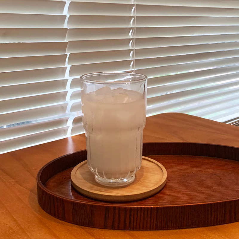 Taza de vidrio resistente al calor taza de café helado taza de bebida taza de soda taza de agua burbujeante taza de jugo de frutas taza de vidrio apilada