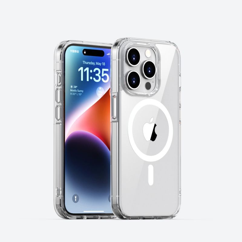 アップル15promax携帯電話ケースmagsafe透明アップル15pro保護カバー磁気吸引新型15ケースを適用