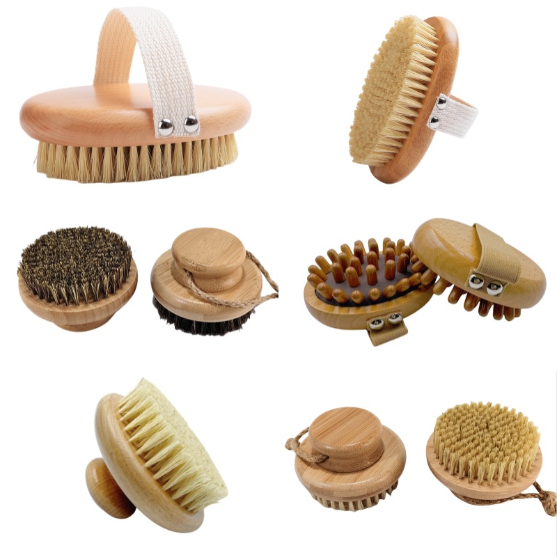 Lugar al por mayor artefacto de baño Cepillo de baño de limpieza de mango largo de madera maciza Cepillo de baño para frotar Cepillo de espalda para frotar Cepillo de baño de cerda de cerdo de pelo suave