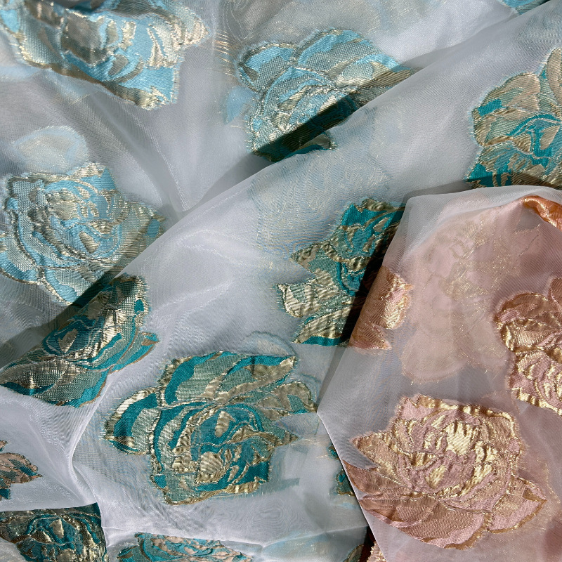 25 nuevo después de la tecnología tela de ergena poliéster toda la tela de ergena jacquard vestido de moda de mujer en stock