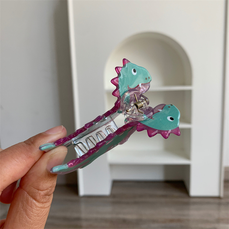 35g Weight Hair Claws Hair Accessories Type 1 Piece Quantity Holiday, Party Occasion Arylic Material Dinosaur Pattern Women's Gender Cute Style Cute Little Dinosaur Acrylic Small Jaw Clip Cute Personality Sweet Niche Hair Claw Hairpin Hair Ornaments New 34