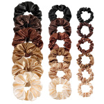 新款亚马逊色丁布艺大肠发圈多型号简约高级发饰纯色皮筋不伤发头