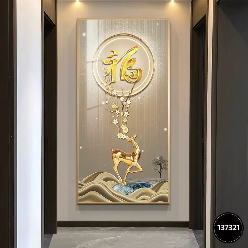 Pintura decorativa de entrada moderna de lujo ligera atmósfera Fu Zi de alta gama mística fondo mural decoración de muros colgantes de pasillo mural image 14