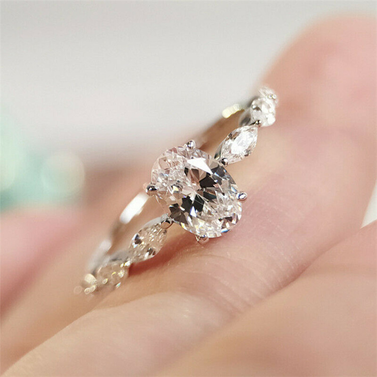 Nine Nuo wish New Imitation Pigeon Egg Zircon Ring Female ins European and American Internet Celebrity Engagement Ring Jewelry