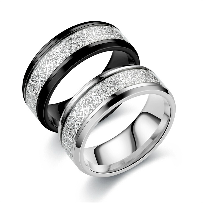 Factory Wholesale Matte Silk Pattern Titanium Steel Ring for Men Cross-Border European and American Fashion Popular Couple Ring Hand Jewelry